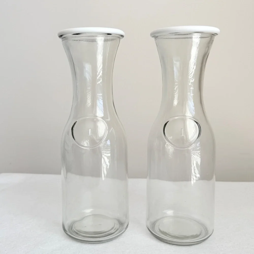Unbranded Glass Carafe Set 2pc 1L Clear Excellent Minimalist Water Juice Pitcher